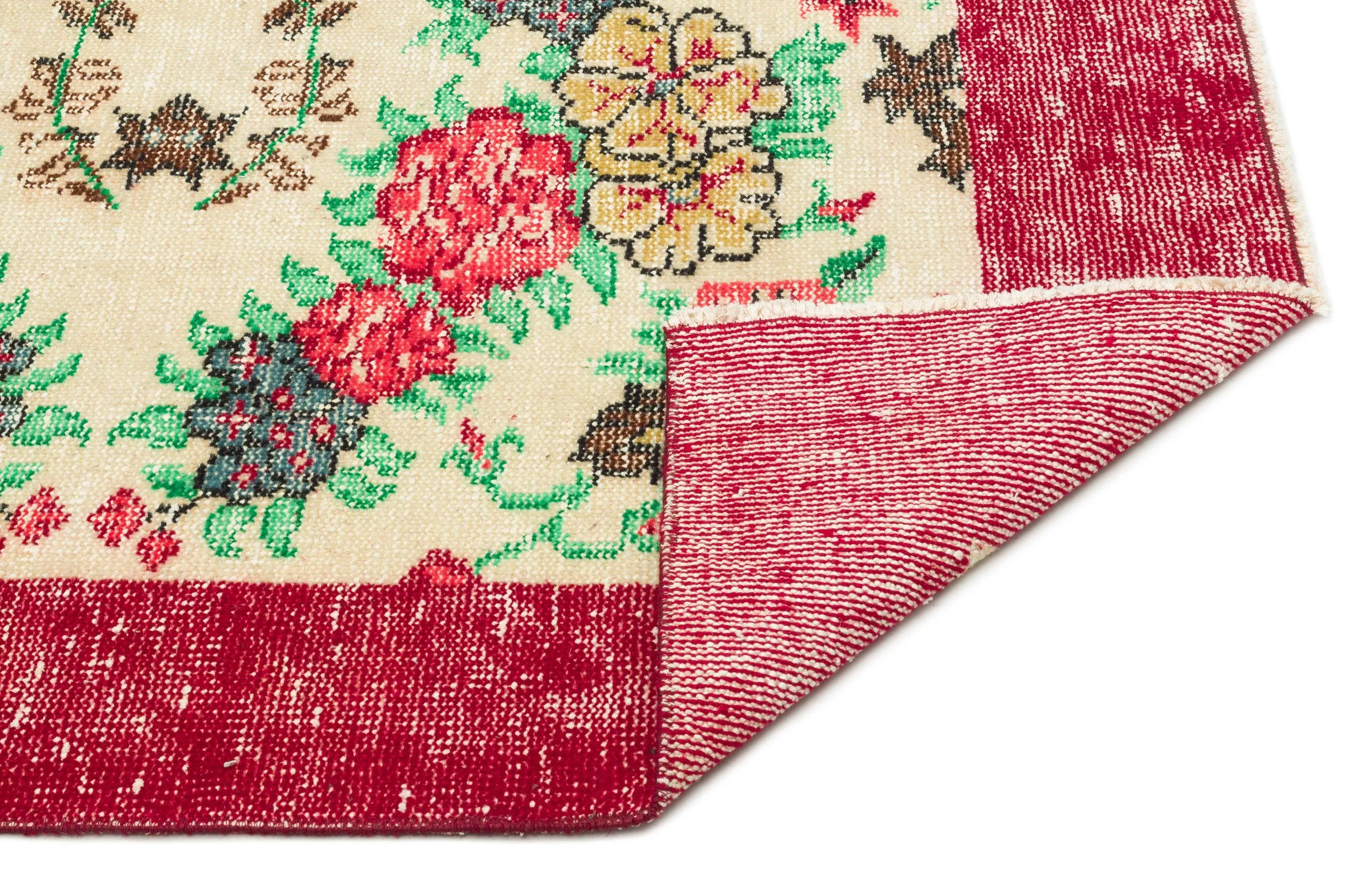 Retro Design Floral Over Dyed Vintage Rug 6'2'' x 10'0'' ft 187 x 306 cm