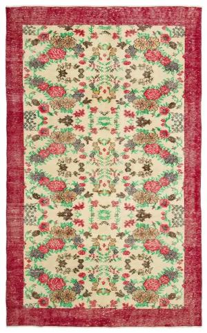 Retro Design Floral Over Dyed Vintage Rug 6'2'' x 10'0'' ft 187 x 306 cm