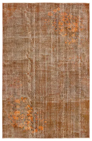 Retro Design Floral Over Dyed Vintage Rug 6'2'' x 9'4'' ft 187 x 284 cm