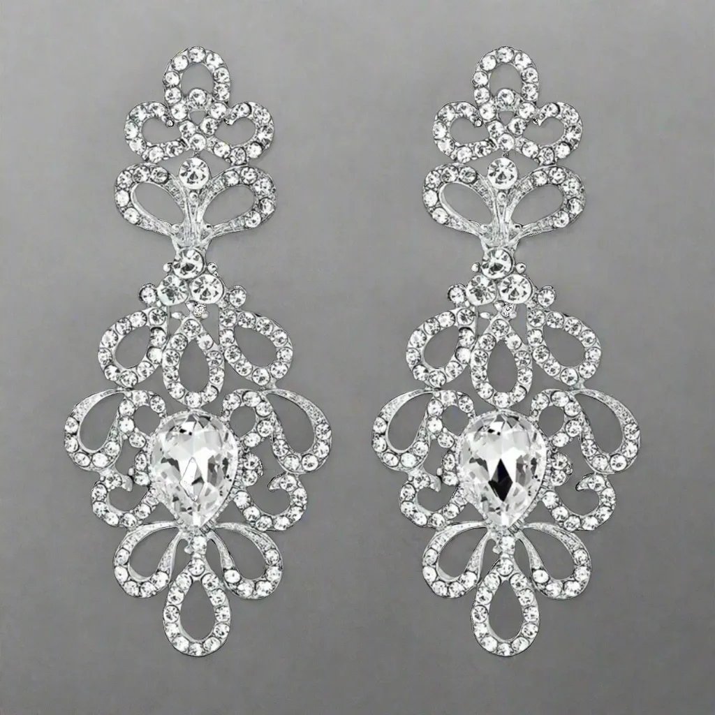 Rhinestone Silver Earrings