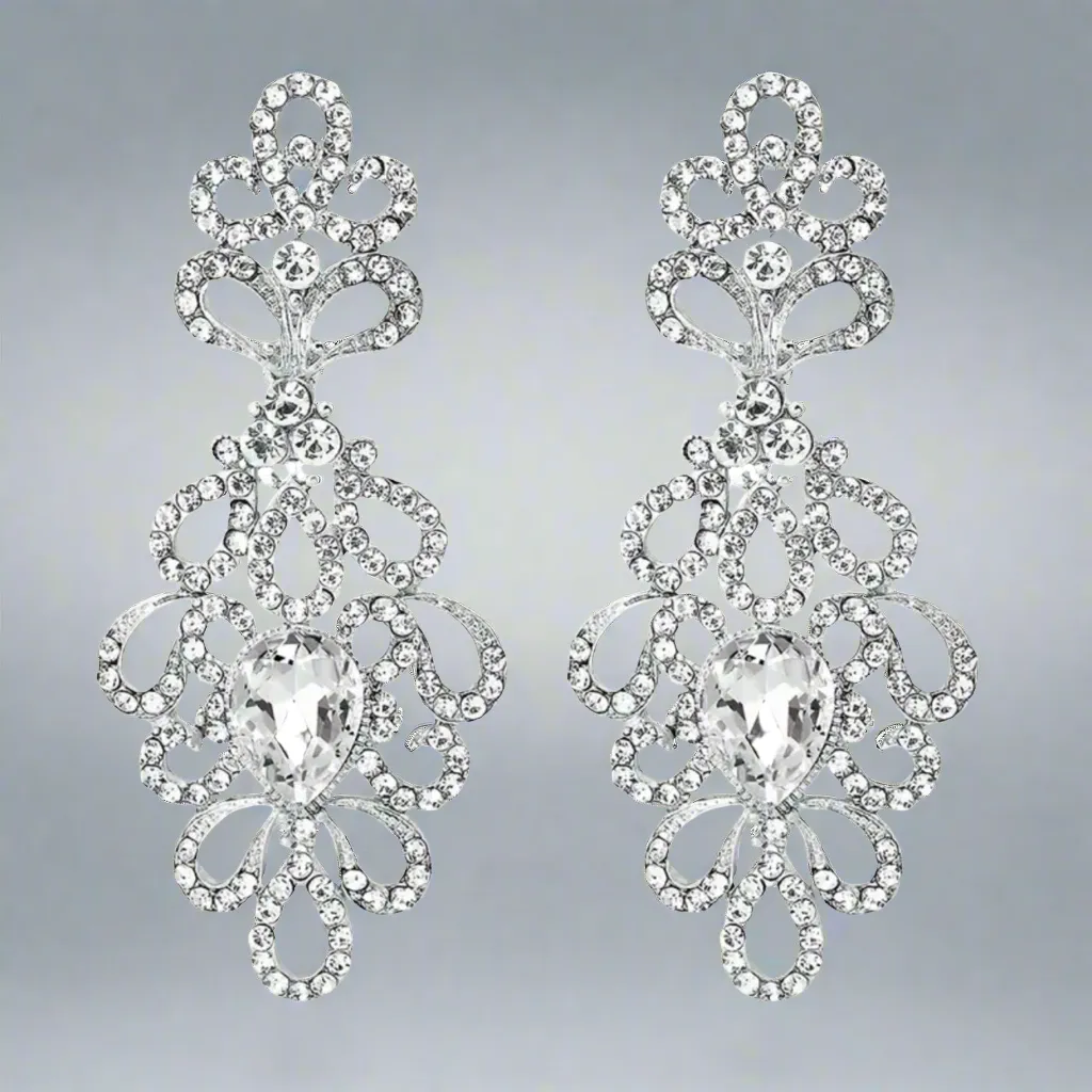 Rhinestone Silver Earrings