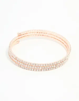 Rose Gold Diamante Spiral Bangle