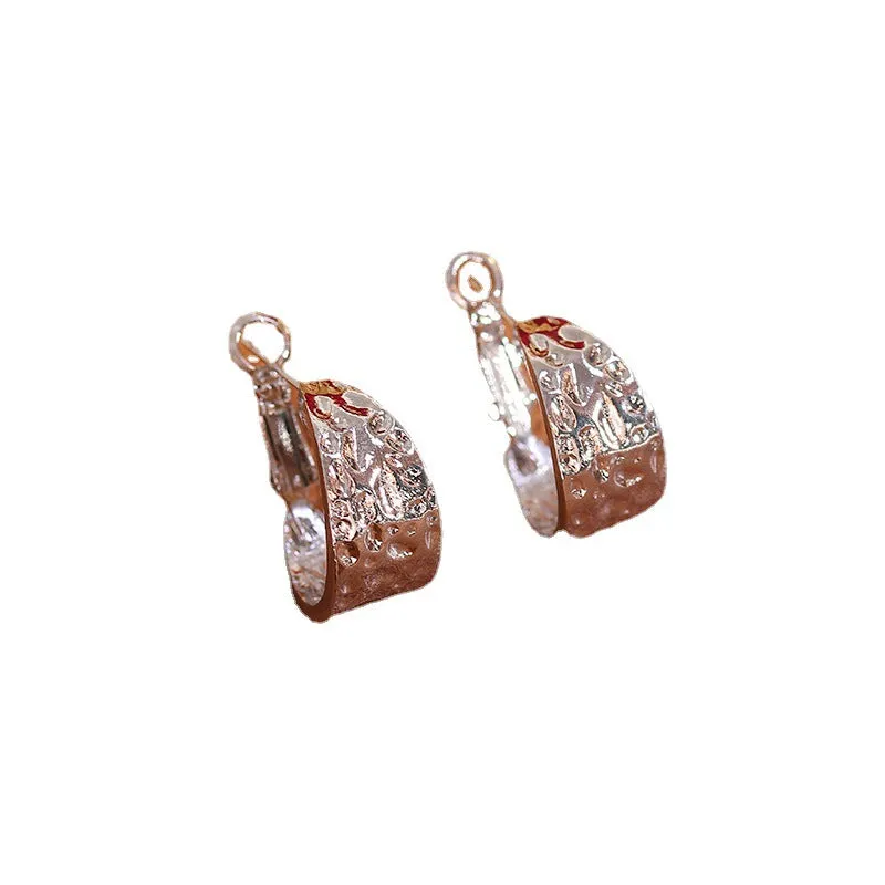 S925 silver needle simple metal texture fashion earrings