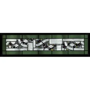 Sage Border Geometric Stained Glass Window Panel-1 by Edel Byrne