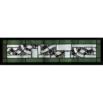 Sage Border Geometric Stained Glass Window Panel-1 by Edel Byrne
