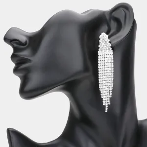 SERAFINA - Clear Rhinestone Dangle Clip On Earrings