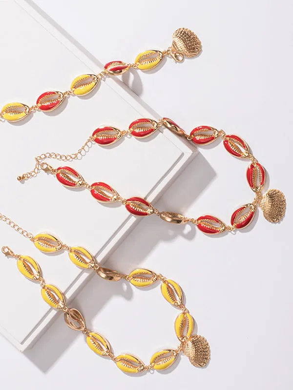 Shell Drop Oil Color Necklace Creative Geometric Conch Clavicle Chain
