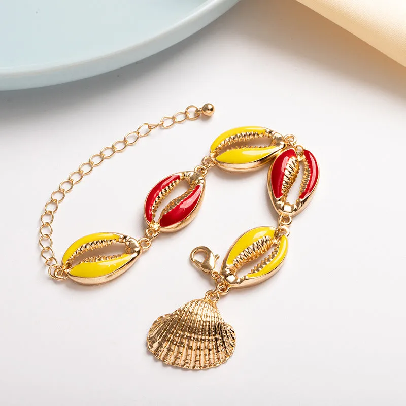 Shell Drop Oil Color Necklace Creative Geometric Conch Clavicle Chain