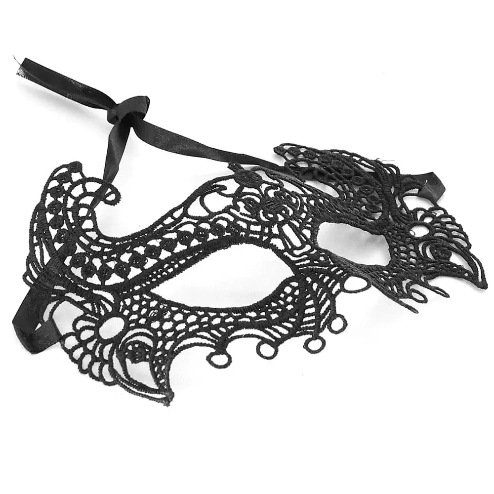 Shots Toys Black & White Lace Empress Eye-Mask