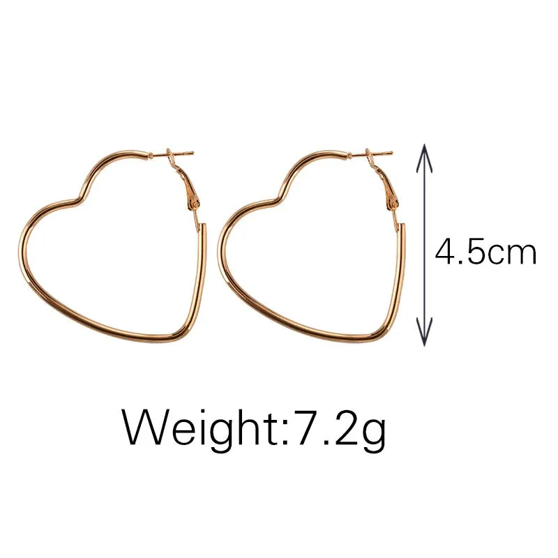 Simple Design Hollow Heart Simple Silver Drop Earrings