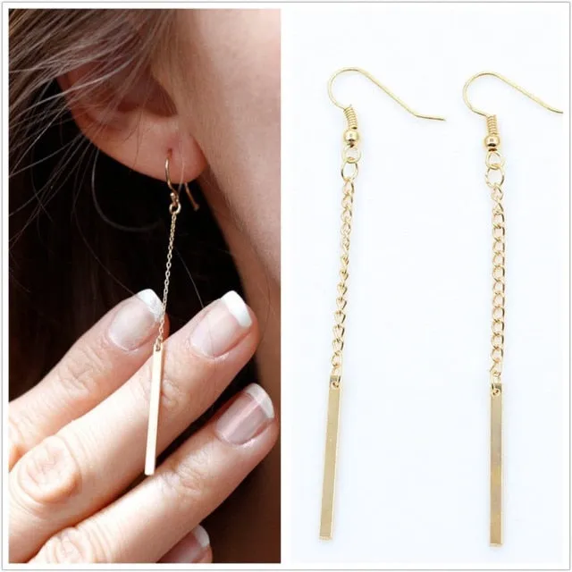 Simple Design Hollow Heart Simple Silver Drop Earrings