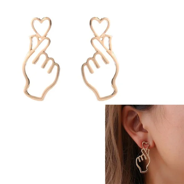 Simple Design Hollow Heart Simple Silver Drop Earrings