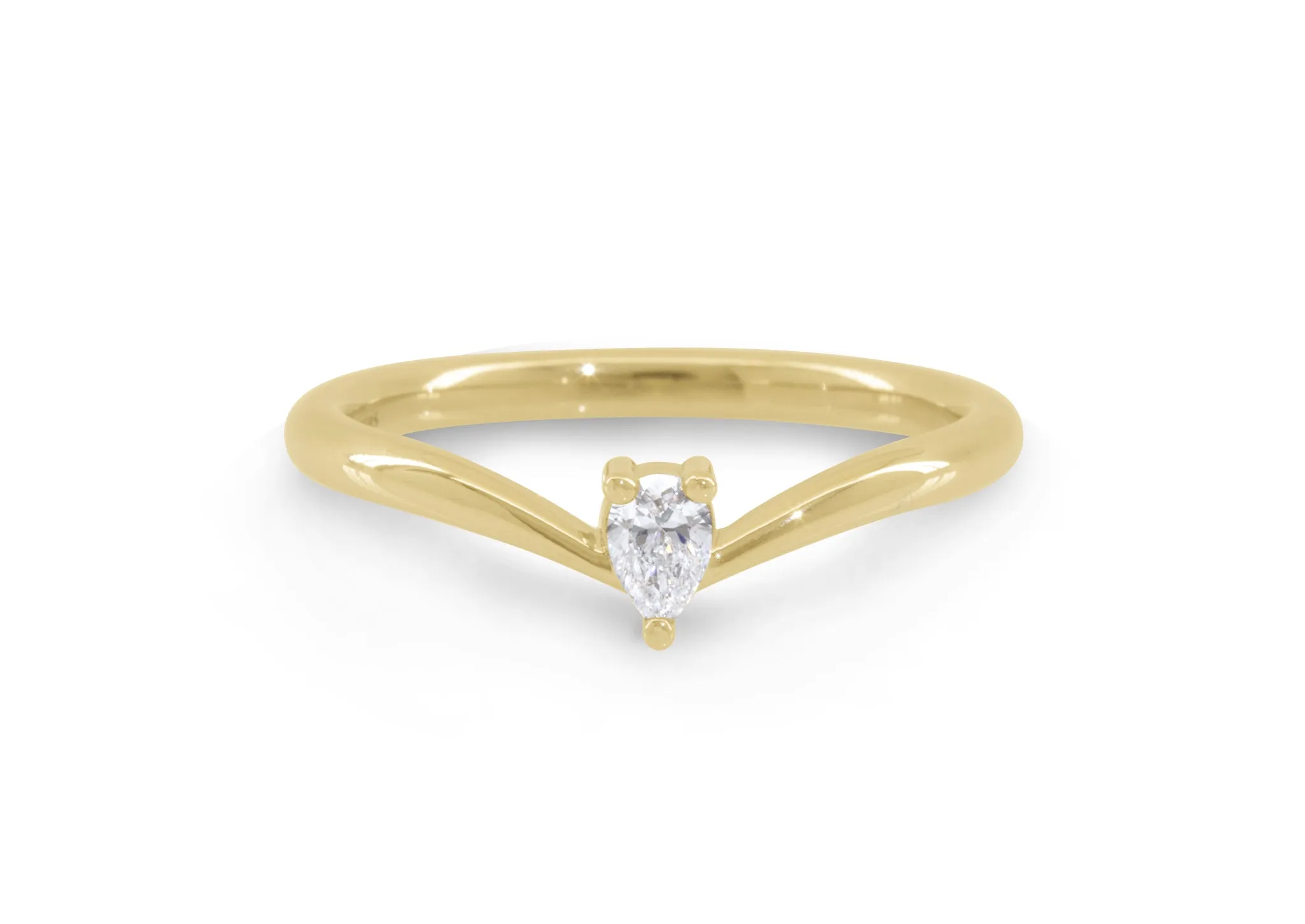 Simple Pear Diamond Elvish Vine Wedding Band, Yellow Gold