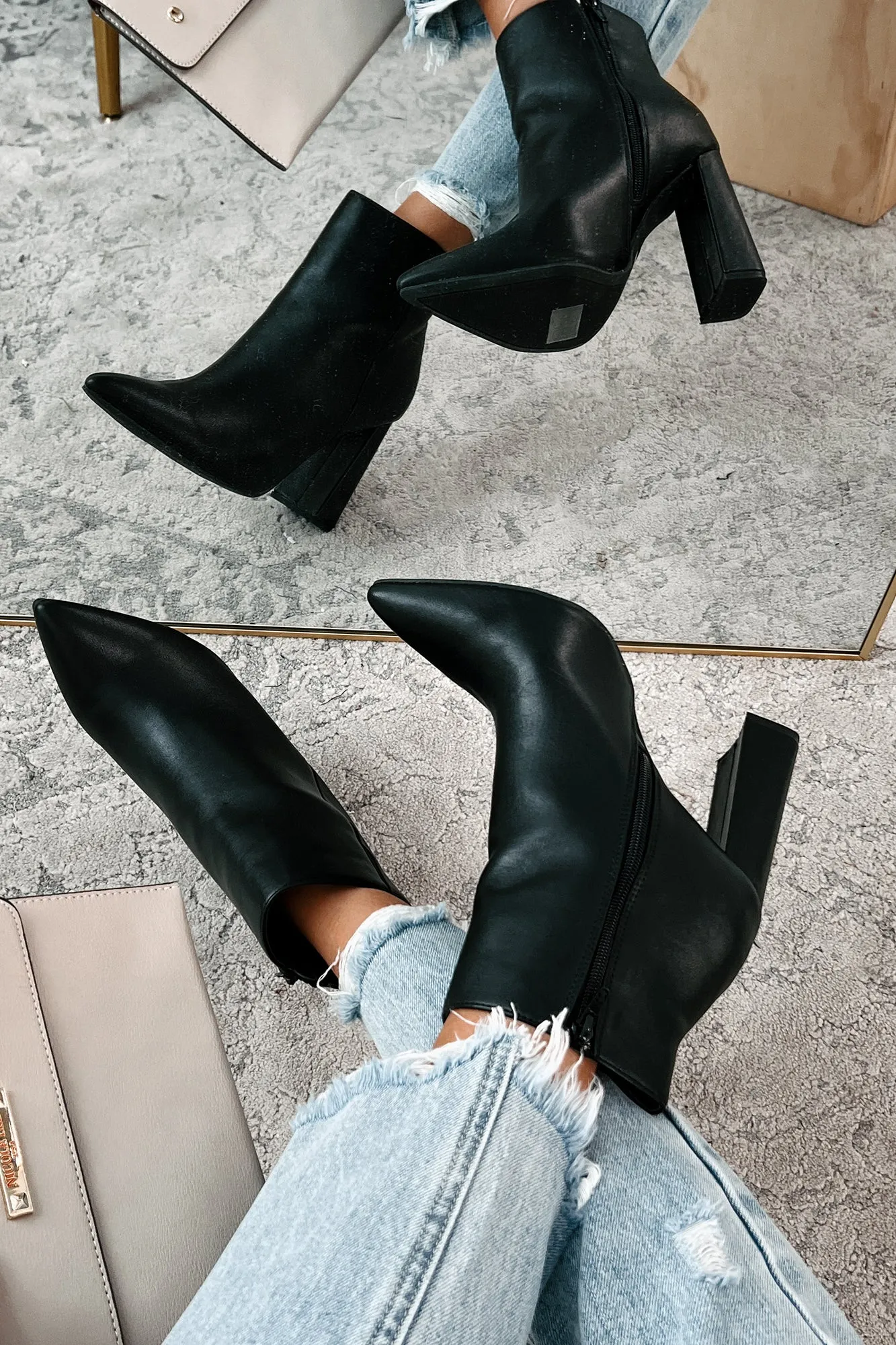 Simple Perfection Faux Leather Booties (Black PU)