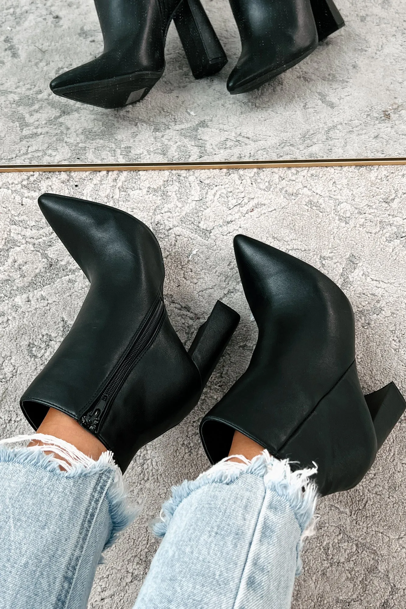 Simple Perfection Faux Leather Booties (Black PU)
