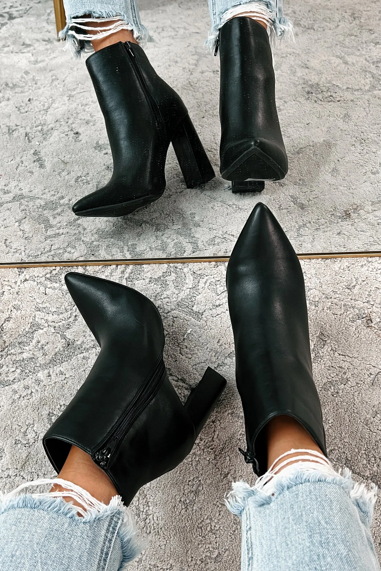 Simple Perfection Faux Leather Booties (Black PU)