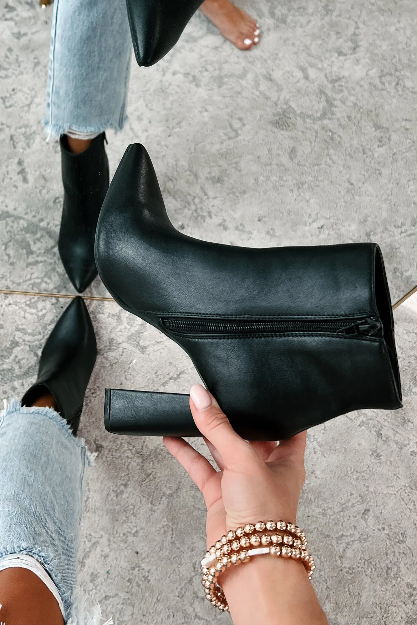 Simple Perfection Faux Leather Booties (Black PU)