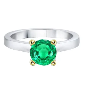 Simple Real Gemstone Ring Green Emerald Solitaire For Women