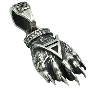 Slavic Bear paw silver pendant  | Veles seal