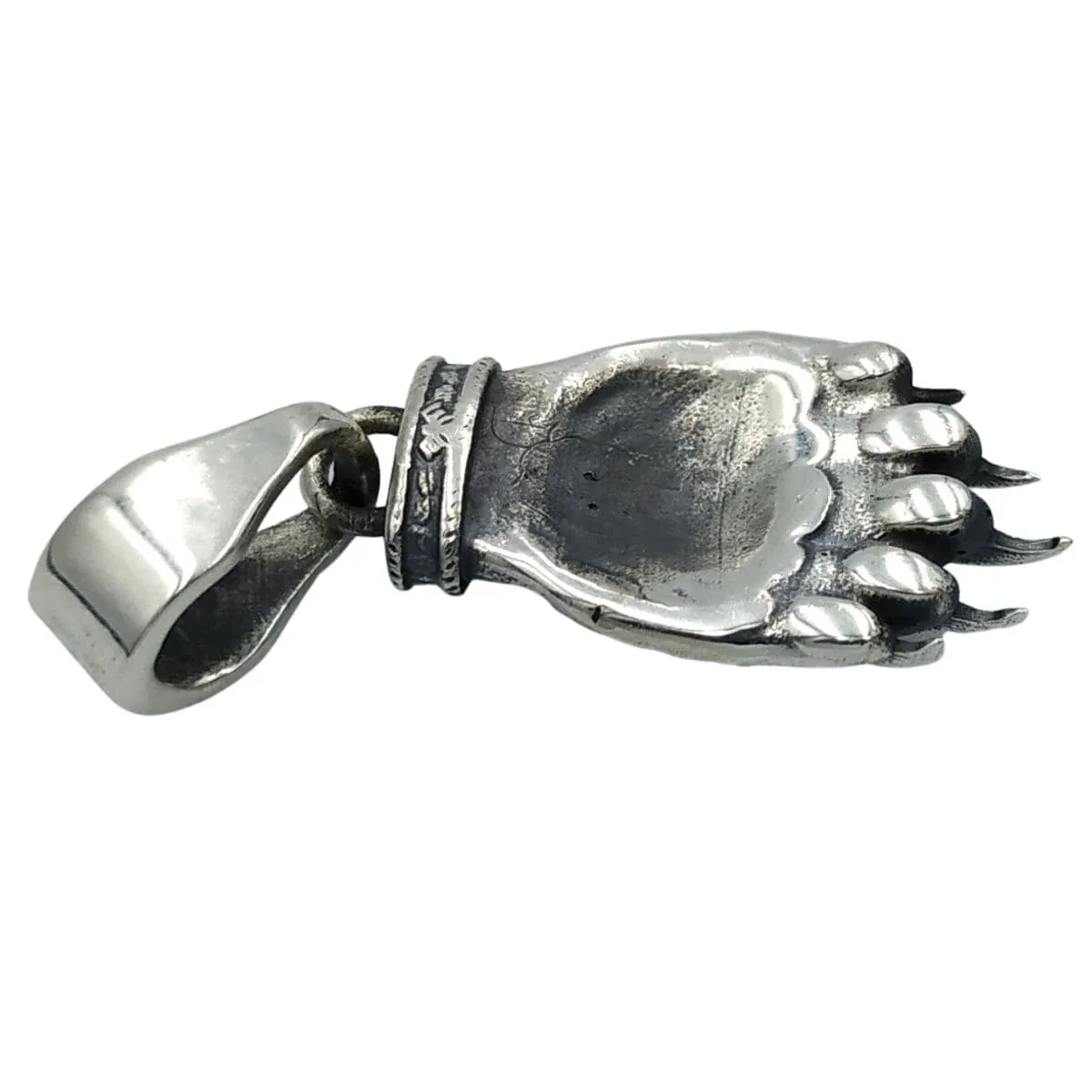 Slavic Bear paw silver pendant  | Veles seal