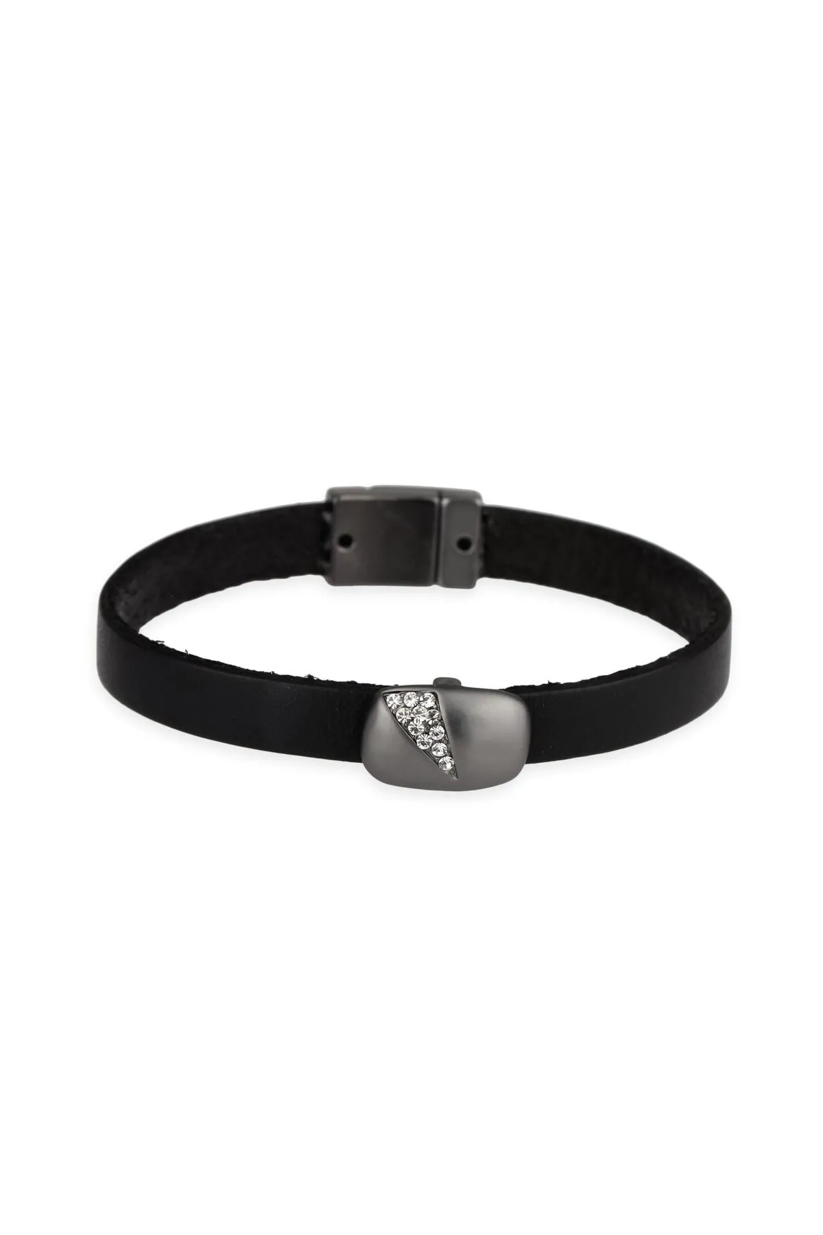 Sliced Crystal Leather Bracele