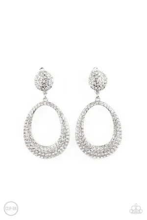 Sophisticated Smolder White Paparazzi Clip-On Earrings