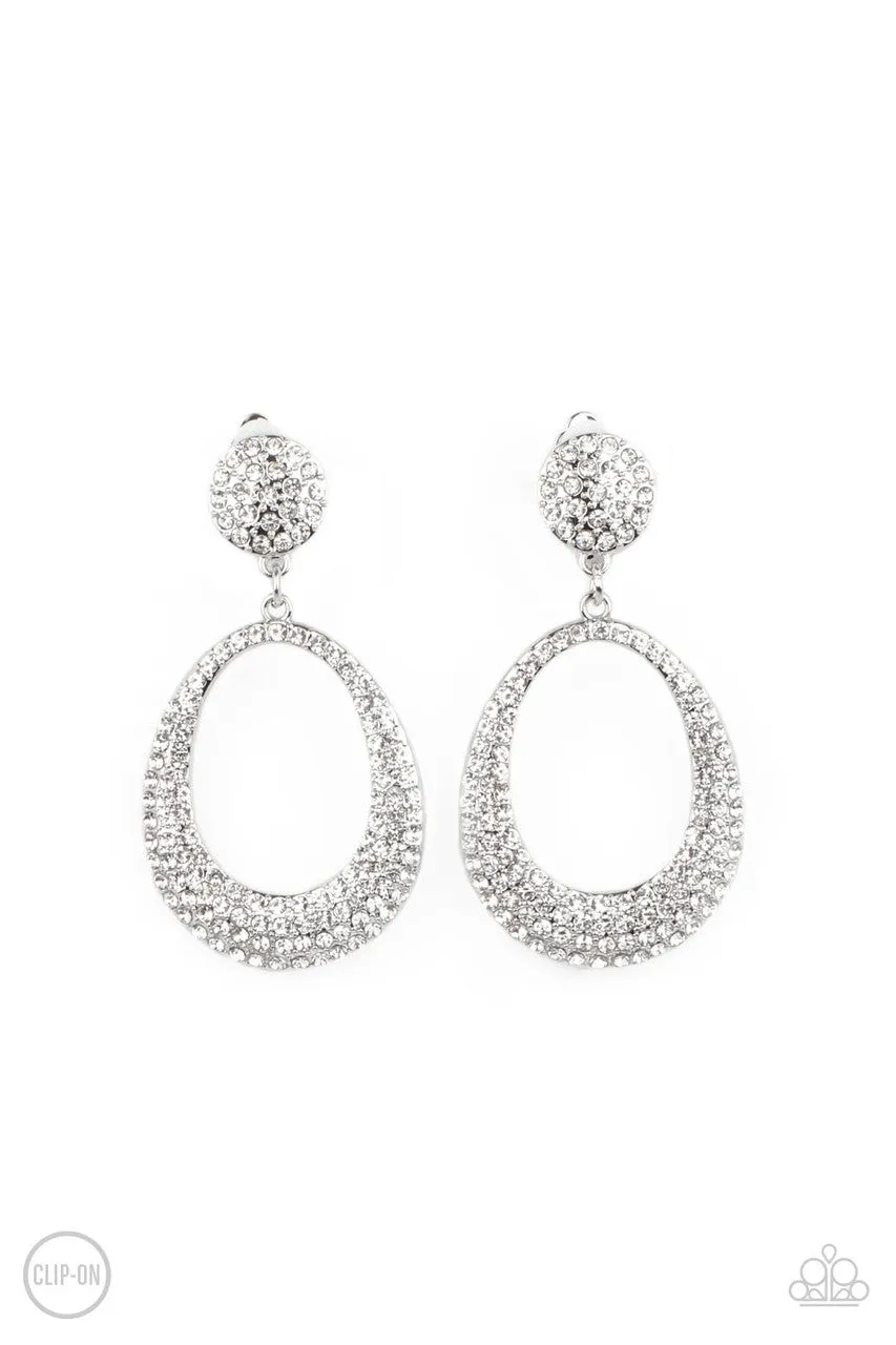 Sophisticated Smolder White Paparazzi Clip-On Earrings