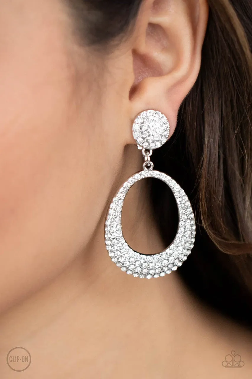 Sophisticated Smolder White Paparazzi Clip-On Earrings