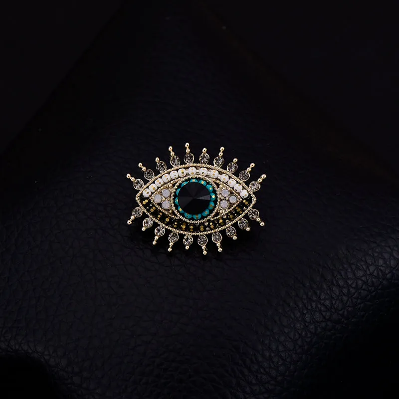 Sparkling Rhinestones Evil Eye Protection Pin Brooch