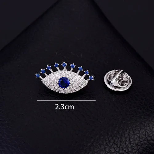 Sparkling Rhinestones Evil Eye Protection Pin Brooch