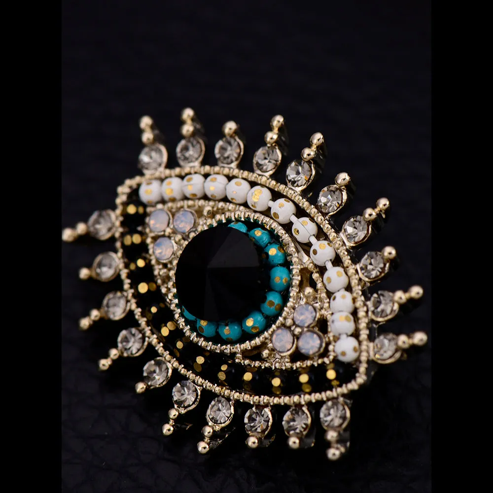 Sparkling Rhinestones Evil Eye Protection Pin Brooch