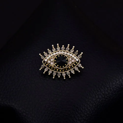 Sparkling Rhinestones Evil Eye Protection Pin Brooch