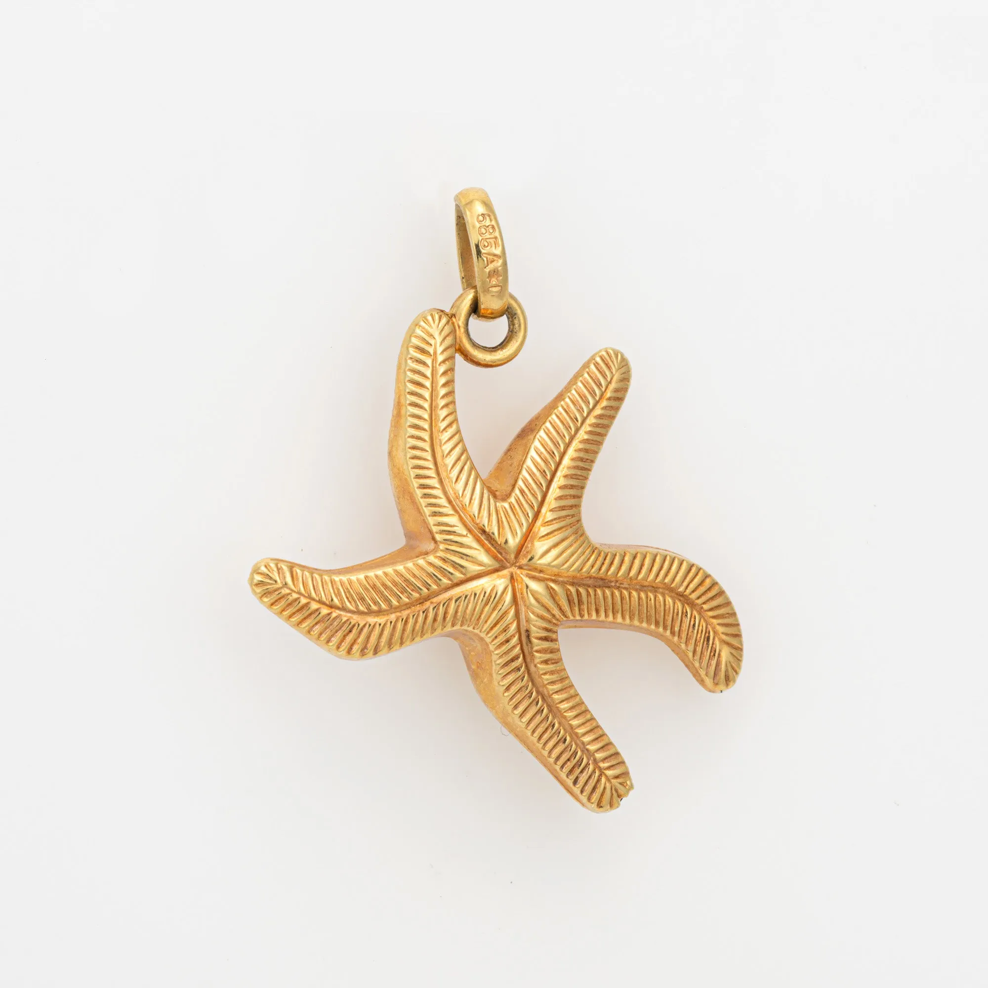 Starfish Charm Vintage 14k Yellow Gold Pendant Fine Ocean Jewelry