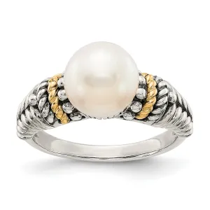 Sterling Silver Gold Pearl Ring