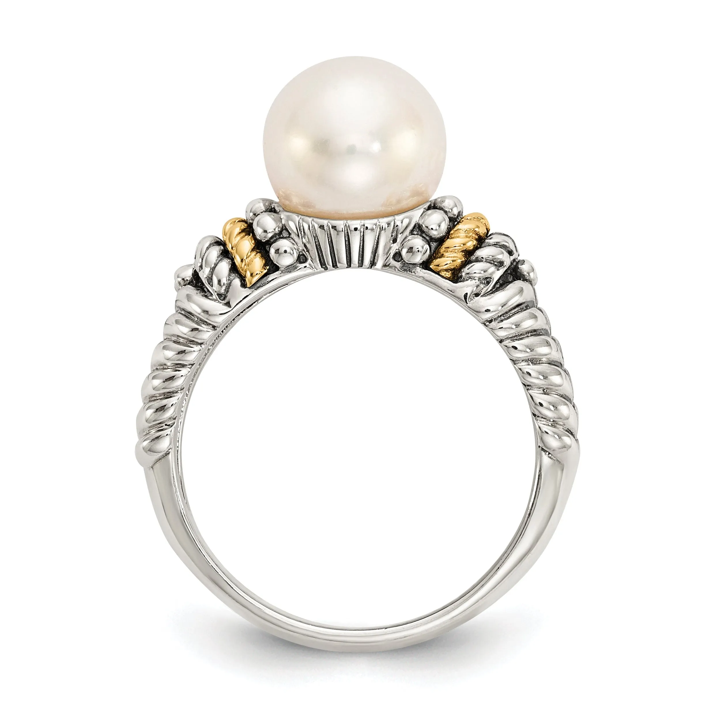 Sterling Silver Gold Pearl Ring