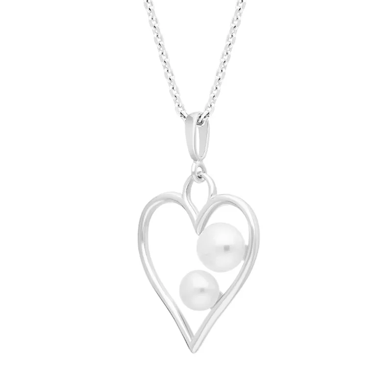 Sterling Silver Pearl Heart Necklace D
