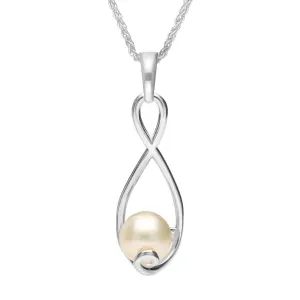 Sterling Silver Pearl Pear Open Twist Necklace D