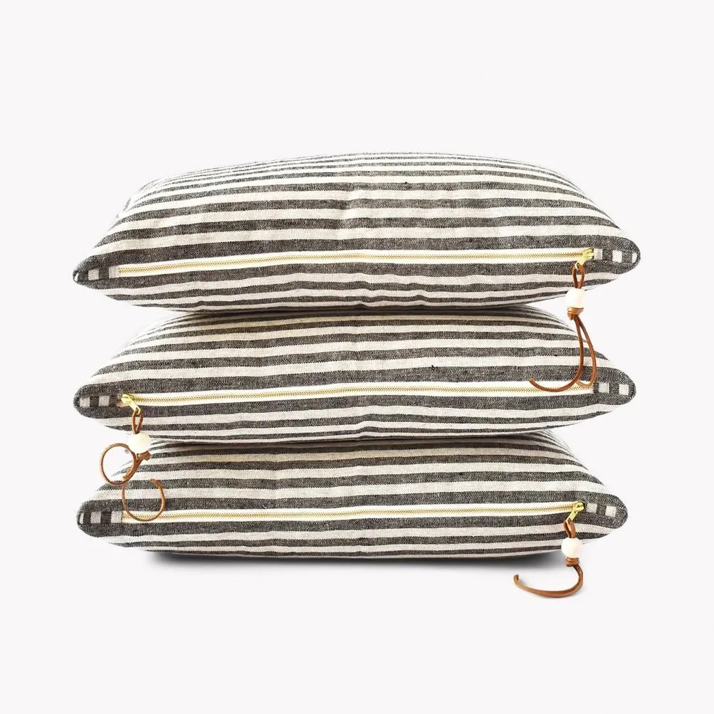 Striped Linen Lumbar Pillow