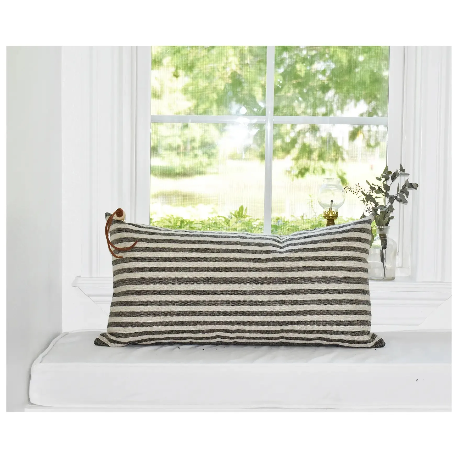 Striped Linen Lumbar Pillow