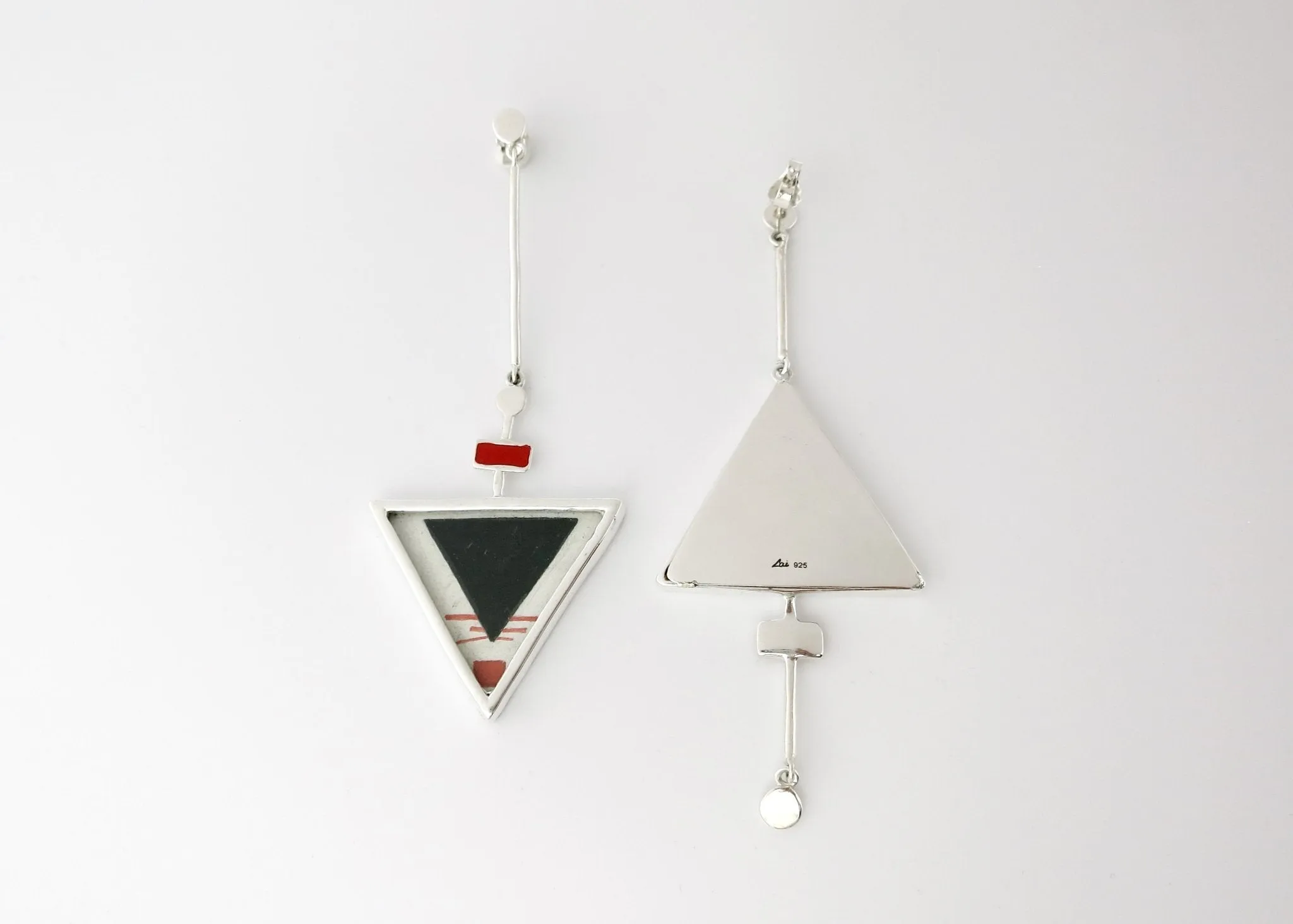 Stunning, asymmetrical, long, Tantric art earrings