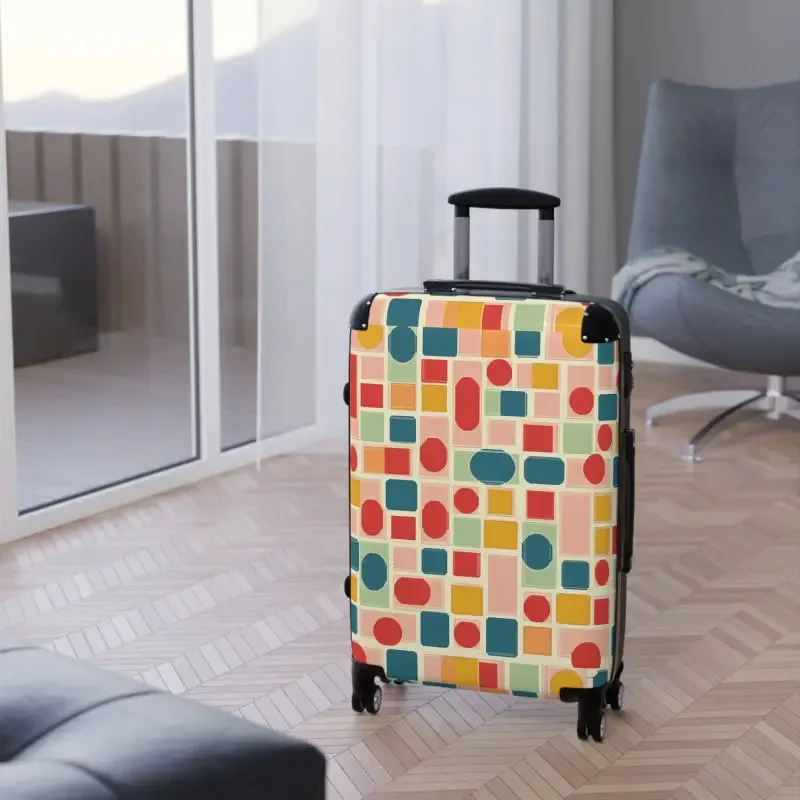 Stylish Travel with Colorful Geometric Pattern Suitcase