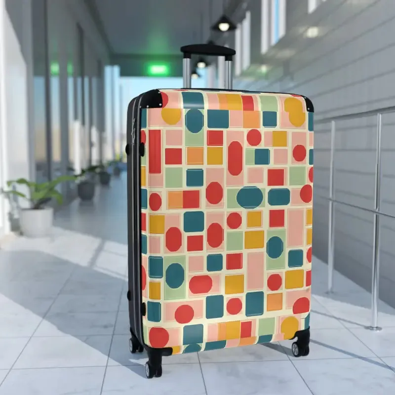 Stylish Travel with Colorful Geometric Pattern Suitcase