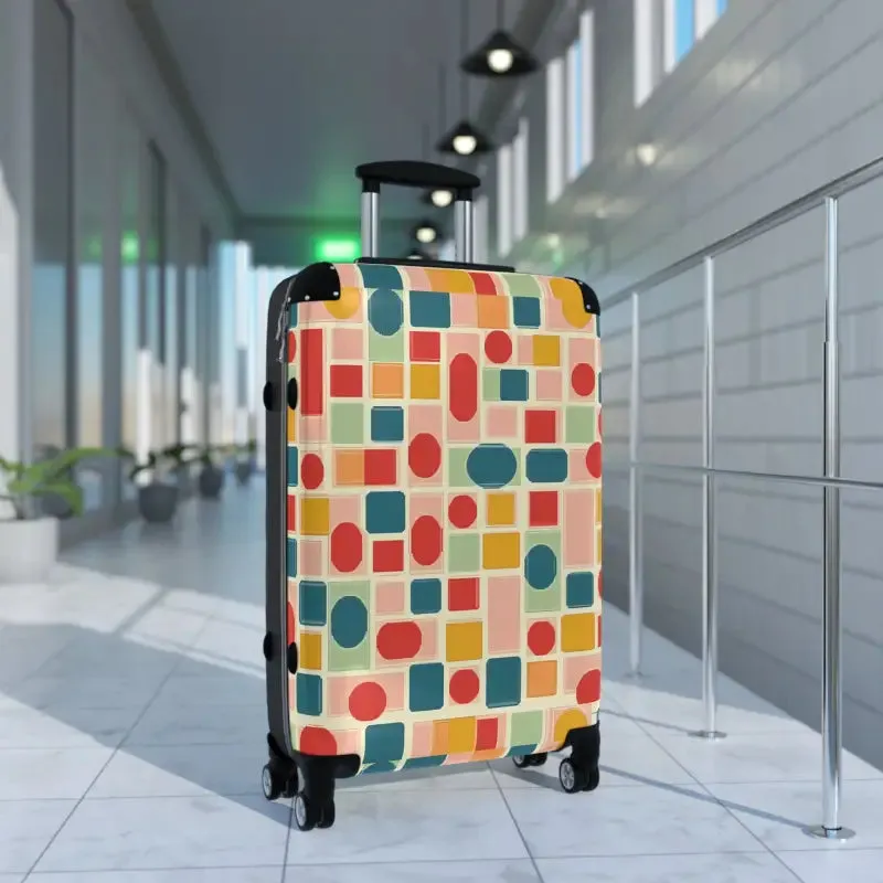 Stylish Travel with Colorful Geometric Pattern Suitcase