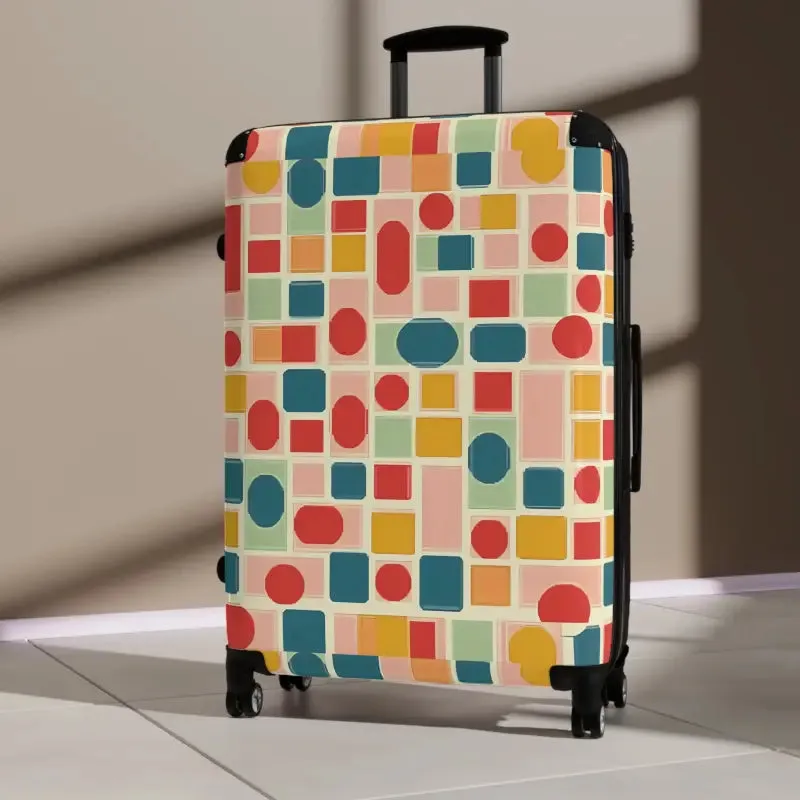 Stylish Travel with Colorful Geometric Pattern Suitcase