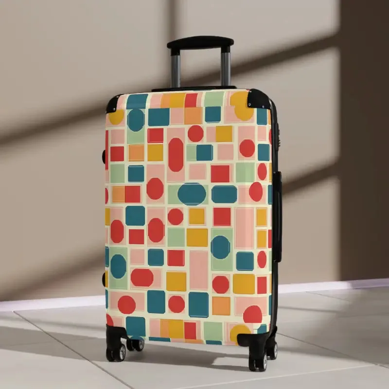 Stylish Travel with Colorful Geometric Pattern Suitcase