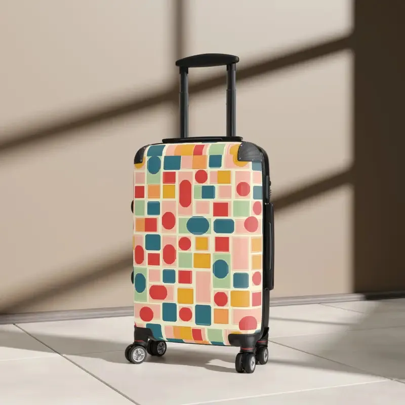 Stylish Travel with Colorful Geometric Pattern Suitcase