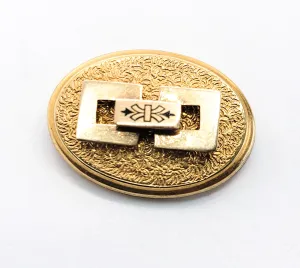 Taille d'épargne antique Victorian gold filled black enamel watch fob brooch