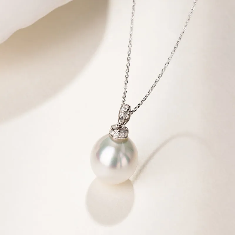 Teardrop South Sea Pearl 18k Gold Diamond Elegant Pendant Necklace