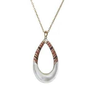 Teardrop Stripe Mother of Pearl set in 18K Gold Vermeil Necklace