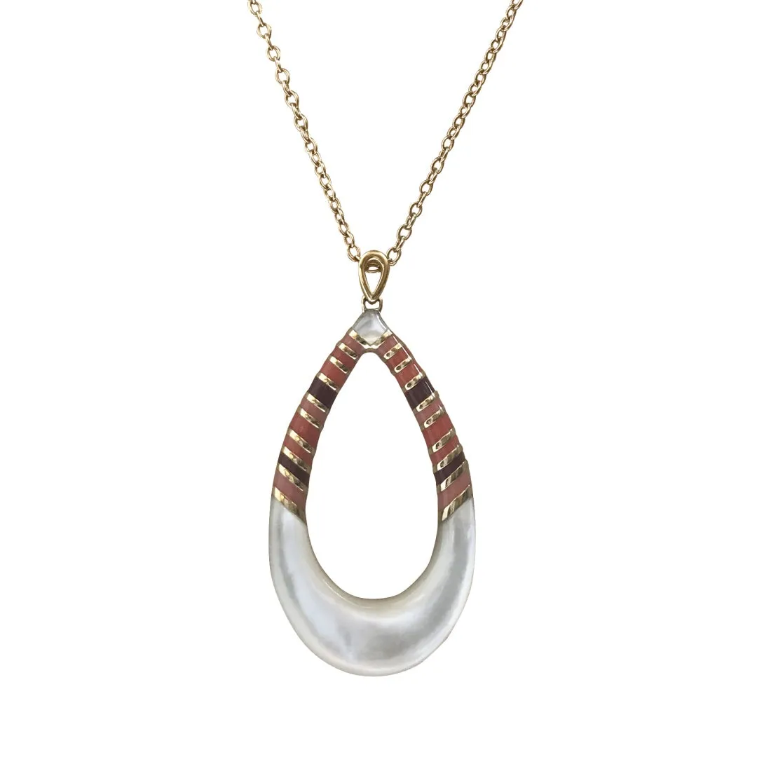 Teardrop Stripe Mother of Pearl set in 18K Gold Vermeil Necklace